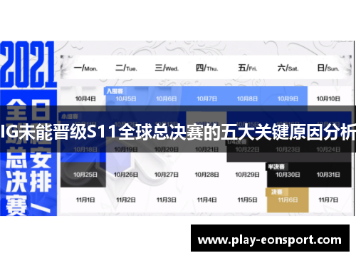 IG未能晋级S11全球总决赛的五大关键原因分析